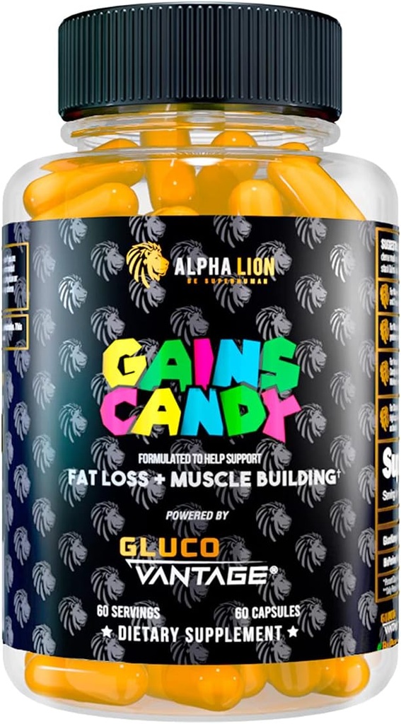 ALPHA LION Κερδίζει Candy, χάπια συμπλήρωμα που υποστηρίζουν απώλεια βάρους, οικοδόμηση μυών, μείωση λίπους σώματος, αναβάθμιση ενέργειας & απόδοση προπόνησης, 60 κάψουλες (DHB Berberine-GlucoVantage®)