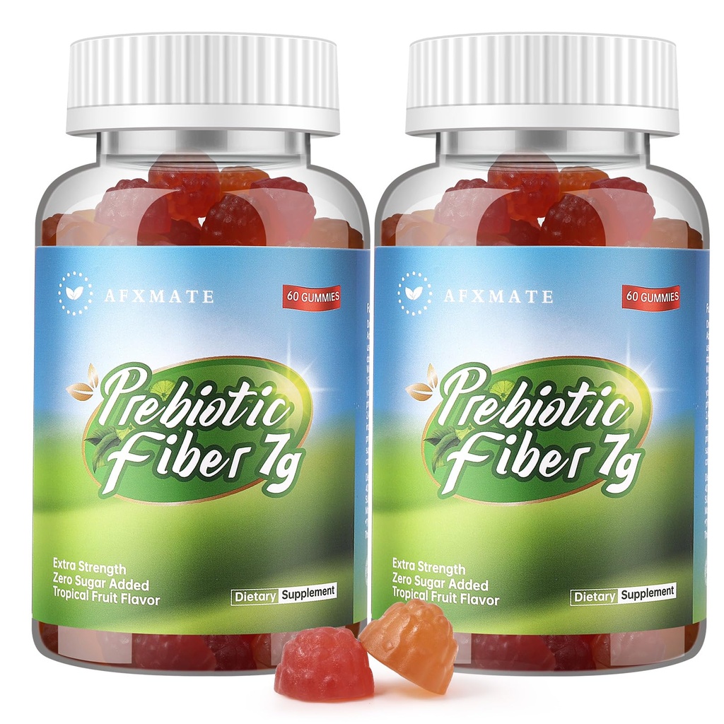AFXMATE Gummies συμπλήρωμα ινών για ενήλικες, 7 g Χωρίς ζάχαρη ινών Vegan & Γλουτένη - Digestive Υγεία, Υποστήριξη Κανονικότητας 120 Count