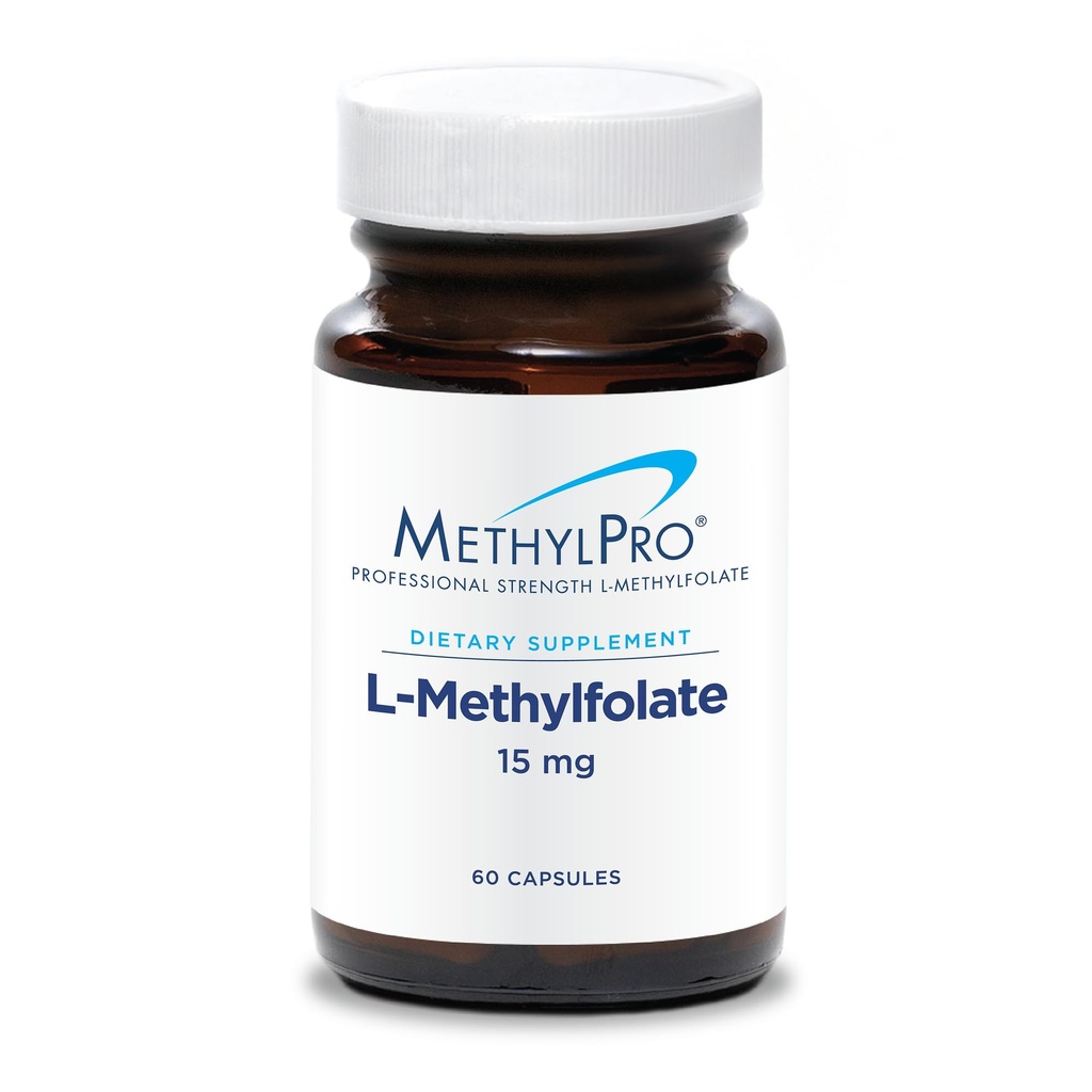 MethylPro L- Methylfolate 15 mg - L Φολικό μεθύλιο, συμπλήρωμα μεθυλοφολικού οξέος για γυναίκες και άνδρες, μεθυλιωμένη βιταμίνη Β9 (5- MTHF) για την υγεία του εγκεφάλου, την εστίαση και την ηρεμία - 60 κάψουλες (Pack of 1)