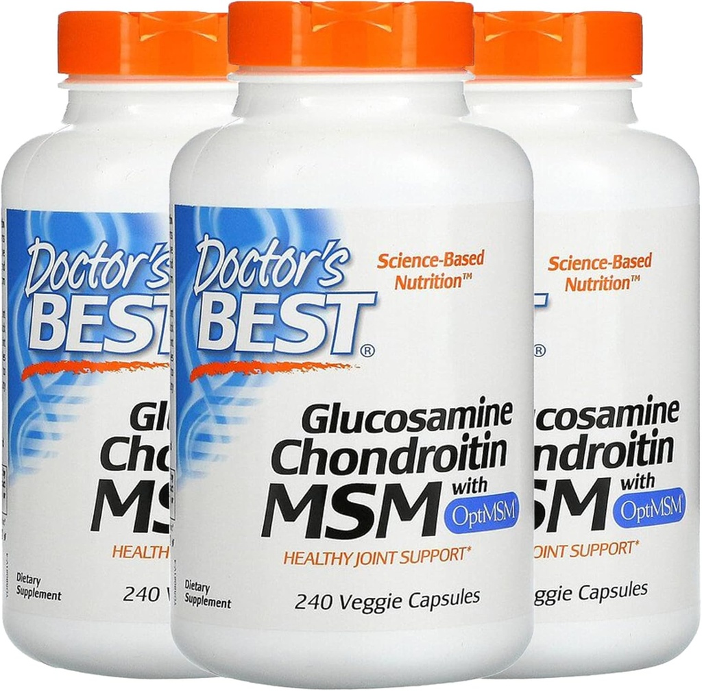 Doctor's BEST, (3 Pack Glucosamine Chondroitin MSM με OptiMSM, 240 Veggie Caps