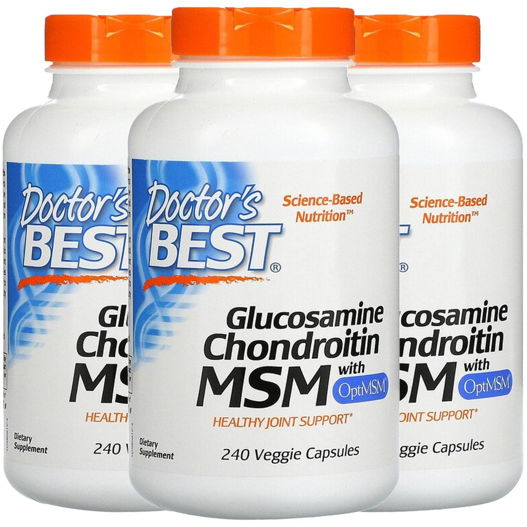 Doctor's BEST, (3 Pack Glucosamine Chondroitin MSM με OptiMSM, 240 Veggie Caps