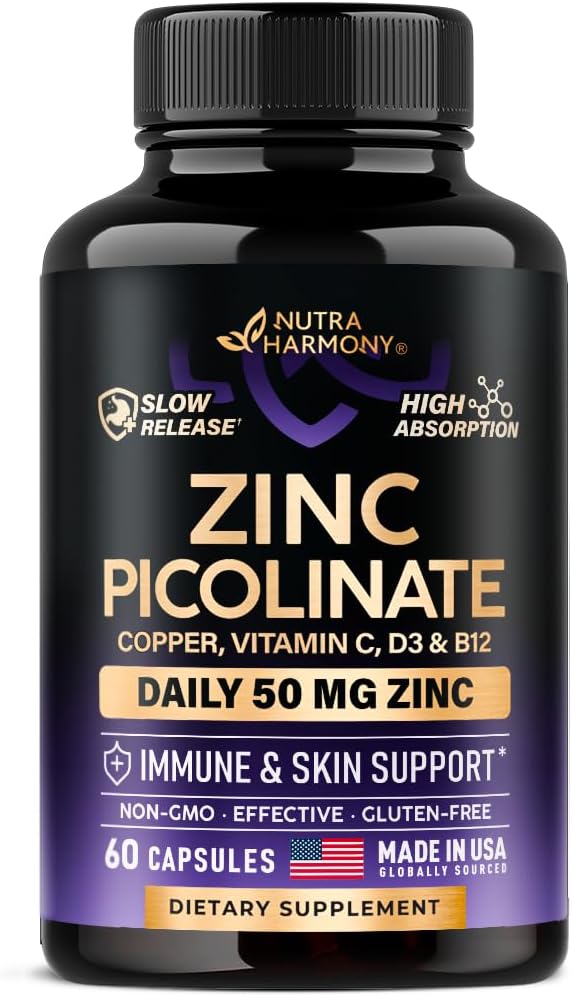 Ψευδάργυρος Picolinate 50mg - συμπλήρωμα ψευδαργύρου με χαλκό, βιταμίνη D3 & B12 - Στομάχι φιλικό 