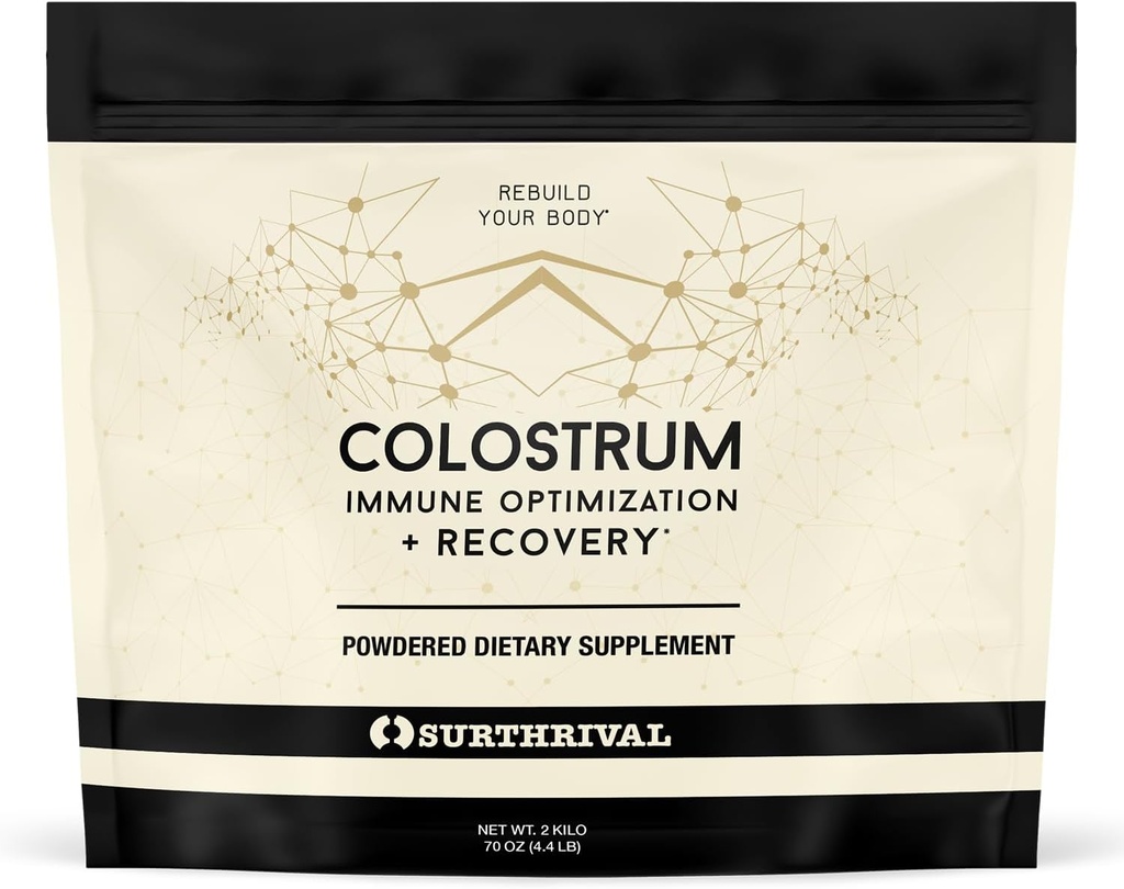 Surthrival: Colostrum Powder (2 Kilo, 4.4lbs), Ανοσοποιητική Βελτιστοποίηση & Ανάκτηση, σε σκόνη Συμπλήρωμα Διατροφής, Υγεία των Ούρων, Ανοσολογική Υποστήριξη, Κετό Φιλικό