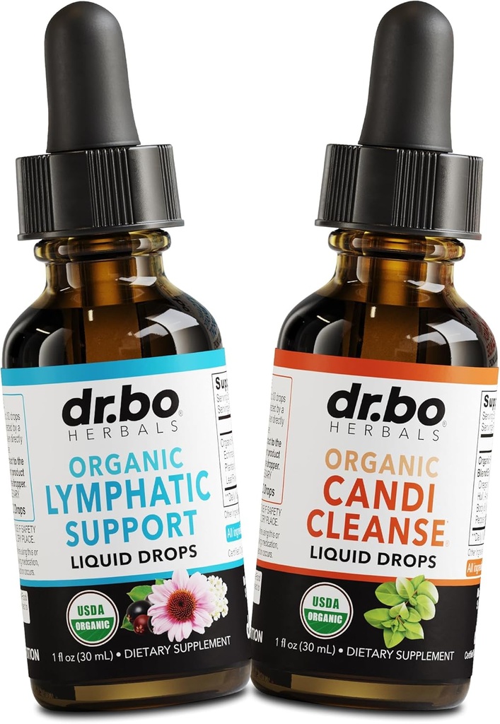 Lymphatic Drainage Supplements & Candi Cleanse - Organic Lymphatic Support Liquid Drops & Organic Oregano Oil, Lymph Node Detox Lymph System Drainage - Natural Oral Gut Cleanser Detox 1 oz