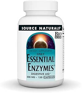 Source Naturals Essential Enzymes 500mg Bio-Aligned Multiple Supplement Herbal Defense for Digestion, Gas & Constipation Relief - Ισχυρό ανοσοποιητικό σύστημα Υποστήριξη* - 120 κάψουλες
