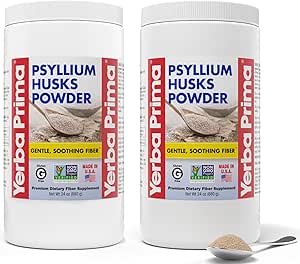 Yerba Prima Psyllium Husks Powder - 24 oz (Pack of 2) - Άγευστο - Πρόστιμο - Φυσικό συμπλήρωμα ινών με διαλυτές και αδιάλυτες ίνες