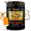 ALPHA LION Superhuman Preworkout Powder, Beta Alanine, L-Taurine & Tri-Πηγή Καφεΐνη για Παρατεταμένη Ενέργεια & Εστίαση, Nitric Oxide & Κιτρουλίνη για Αντλία (21 σερβιέτες, Orange Gainsicle)