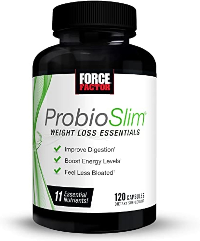 FORCE FACTOR ProbioSlim Απαραίτητη απώλεια βάρους Πλήρης ημερήσια Digestive Υγεία και απώλεια βάρους Probiotic συμπλήρωμα για γυναίκες και άνδρες με ηλεκτρολύτες και πράσινο εκχύλισμα τσαγιού, 120 κάψουλες