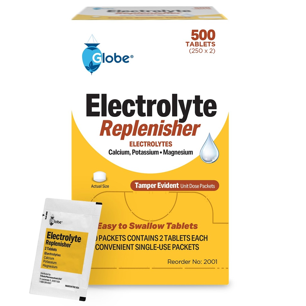 Globe Electrolyte Replacement Tablets for Rapid Hydration & Exercise Recovery (500 Tablets, 250 Packets of 2) for Athletes, Πεζοπορία & Αθλητισμός, Travel Packets with Key Nutrients for Optimal Endurance