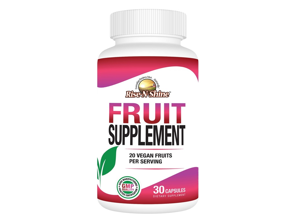 Rise-N-Shine Fruit Supplement with 20 Fruit Blend - Energy Vitamins for Women and Men 30 Day Supply (30 Capsules)
