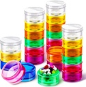 Sieral 7 ημέρες stackable χάπια οργανωτές 7 διαμερίσματα Round Pill Boxes Tower Εβδομαδιαία Βιταμίνη Ατομική Αποθήκευση εμπορευματοκιβώτια Περιπτώσεις ταξιδιών με Λίθοι για φάρμακα, βιταμίνες και συμπληρώματα(4 σετ)