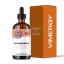 Vimergy USDA Organic Ashwagandha Liquid Extract – 57 2mL (2 Droppers or 48-54 Drops) Servings (220mg Extract per Serving). Stress Adaptogen, Cognitive & Sleep Support. Alcohol-Free, Non-GMO (115 mL)