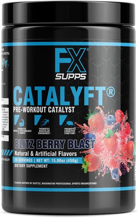 FXSUPPS Catalyft PowderPink για άνδρες και γυναίκες Blitz Berry Blast Dietary SupplementMix with Creatine,Caffeine & Beta-Alanine 