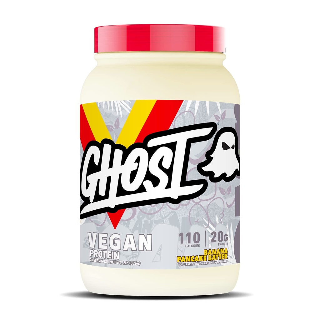 GHOST Vegan Protein Powder, Banana Pancake Batter - 2lb, 20g Protein - Φυτική βάση Pea & Organic Pumpkin Protein - -Post Workout & Nutrition Shakes, Smoothies, & Bakeing - Σόγια & Γλουτένη-Free