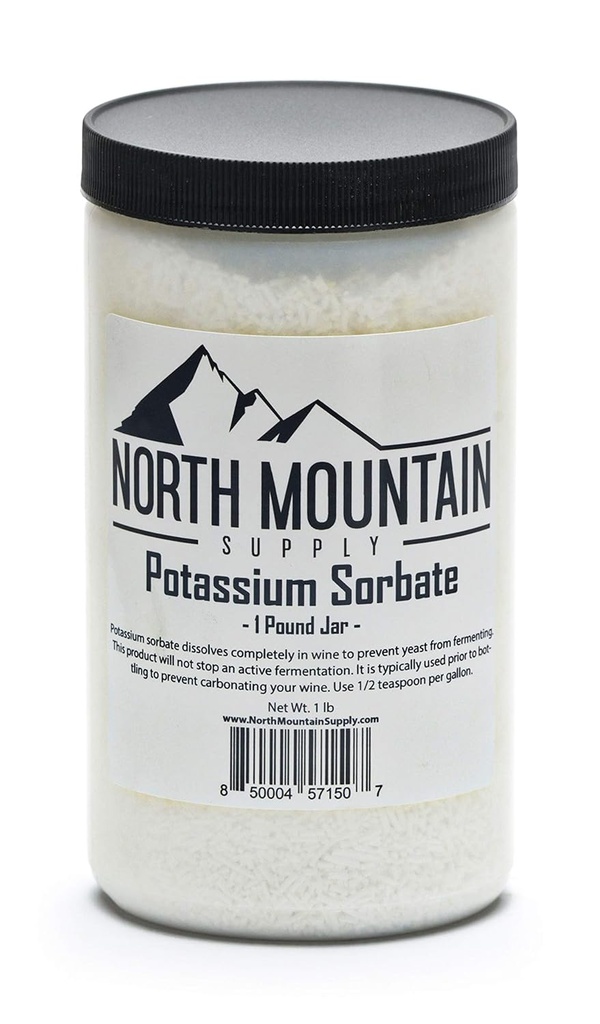 North Mountain Supply Food Grade Κάλιο Sorbate Σταθεροποιητής για Κρασί, Brewing, και Διατήρηση Τροφίμων - 1 λίρα Jar