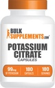 BulkSupplements.com Κάψουλες Κιτρικό κάλιο - Συμπλήρωμα καλίου, Κιτρικό κάλιο 99mg - Συμπληρώματα Κιτρικού καλίου, Χάπια καλίου - 1 Κάψουλα ανά Σερβίρισμα, 180 Κάψουλες (πακέτο του 1)