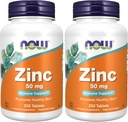 NOW Συμπληρώματα, Ψευδάργυρος (Zinc Gluconate) 50 mg, Υποστηρίζει τις Ενζύμες Λειτουργίες *, Ανοσολογική Υποστήριξη *, 250 Δισκία (Pack of 2)