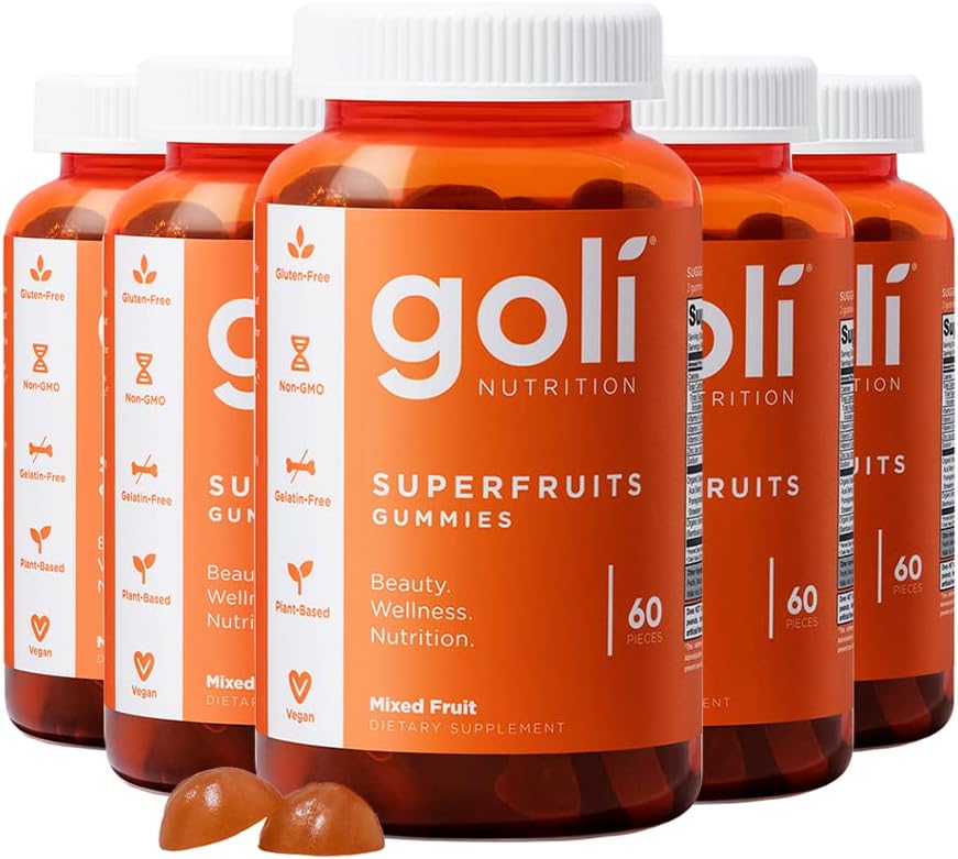 Goli Nutritional Supplement, SuperFruits Beauty Gummy Vitamin - 300 Count - Collagen-Promoting Ingredients - Mixed Fruit, Vegan, Plant-Based, Non-GMO, Gluten-Free & Gelatin Free