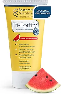Researched Nutritionals Liposomal Glutathione (450mg) Liquid Gel + Vitamin C - Tri-Fortify - Aid Natural Energy, Immune Support & Detox - Clinically Researched for Absorption - Watermelon (5 Fl Oz)