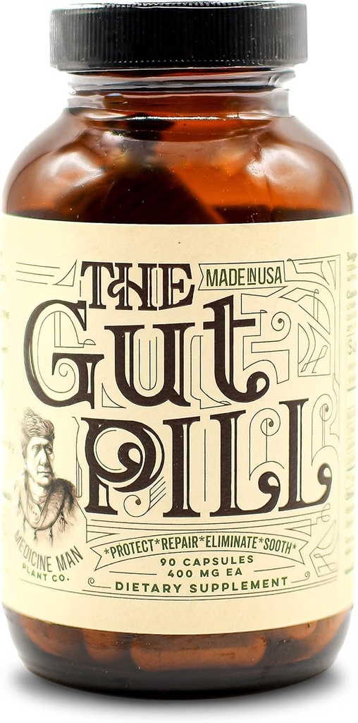 The Gut Pill 90 Κάψουλες - Natural Gut Health Supplements for Women & Men for Leaky Gut Repair - With Marshmallow Root Herb, Calendula Flower, Triphala Fruits, and Lactobacillus Acidophilus