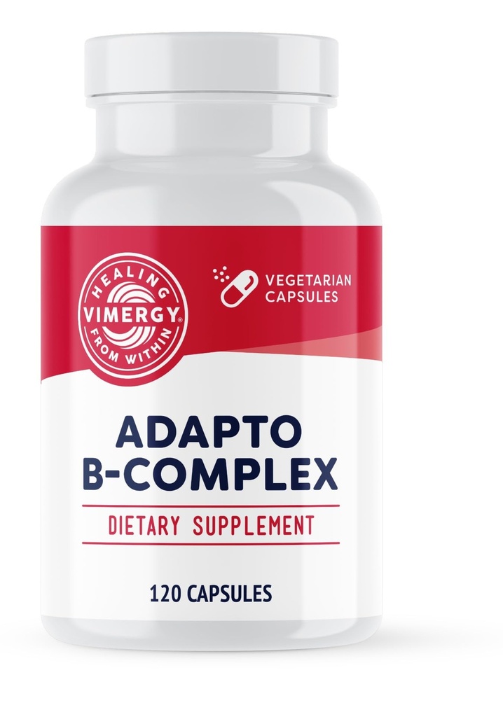 Vimergy Adapto B Complex, 120 Μερίδες – Υψηλή Ικανότητα με 8 Β Βιταμίνες, Rhodiola & Hawthorn Berry – Υποστηρίζει την ψυχική ενέργεια, τη γνώση, τη διάθεση - Μη-ΓΤΟ, Kosher, Vegan, Παλαιό, Χωρίς Γλουτένη, Χωρίς Σόγια