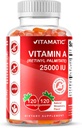 Vitamatic Sugar Free Vitamin A 25000 IU Gummies (Retinyl Palmitate) - Φυσικό άρωμα φράουλας - 120 Pectin Based Gummies (3 μπουκάλια)