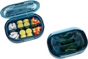 Small Pill Box, Moisture Proof Pill Case, Travel Pill Organizer for Pocket Purse, Daily Portable Medicine Vitamin, Fish Oil, Supplement (Blue)
