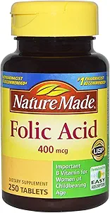 Nature Made Folic Acid 400 mcg (665 mcg DFE) Δισκία, 250 Count (Pack of 3)
