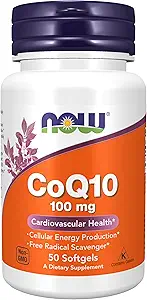 NOW Supplements, CoQ10 (Coenzyme Q10) 100 mg, Pharmaceutical Grade, Cardiovascular Health*, 50 Softgels