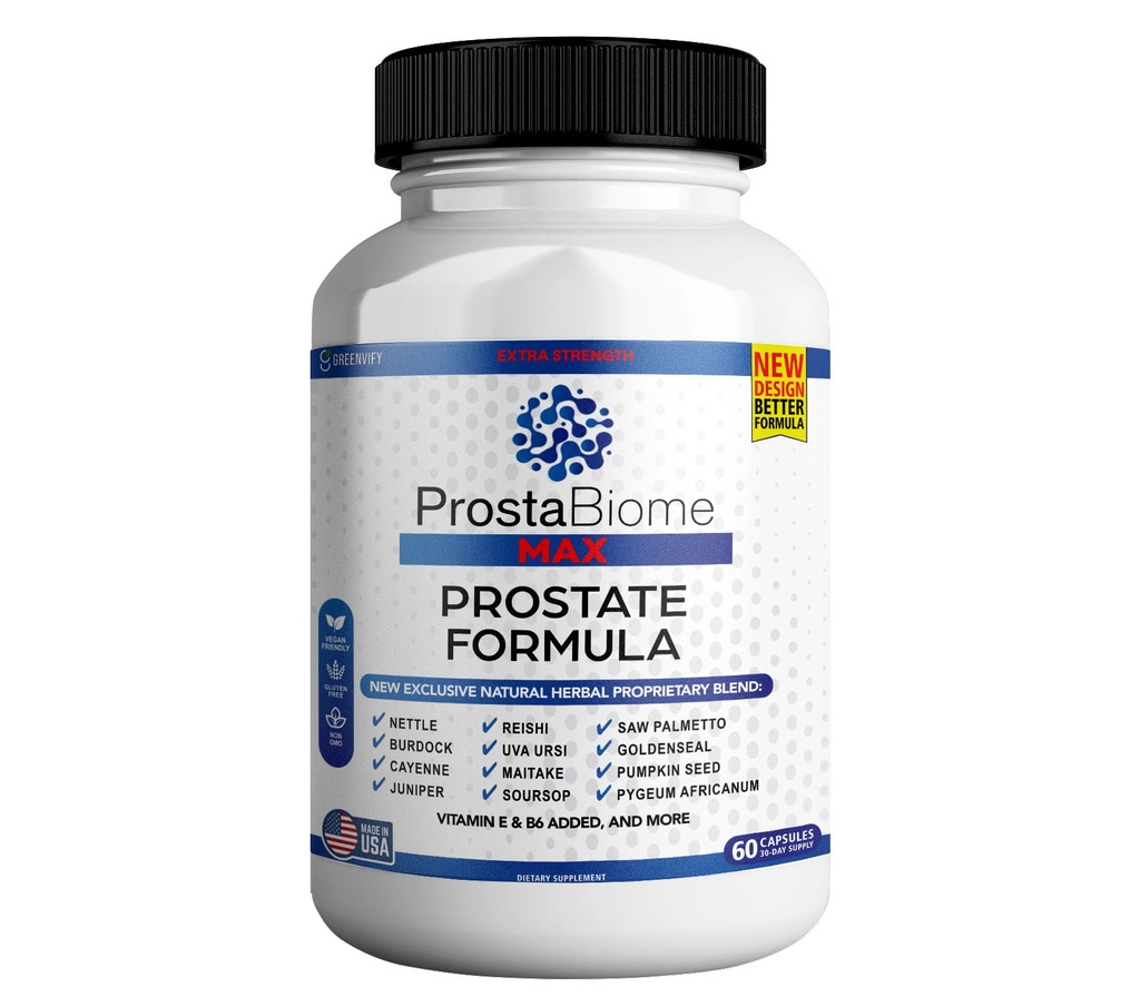 ProstaBiome Max Prostate Support Formula, Natural Herbal Blend with Saw Palmetto, 60 Capsules, 30-Day Supply (1)