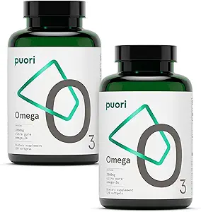 Puori Omega 3 Fish Oil Συμπλήρωμα - Ultra Pure & Burpless Wild Capt Fish Oil με 2000mg Ωμέγα 3 Λιπαρά Οξέα, 1250mg EPA & 500mg DHA Υποστηρίζει την καρδιά, τον εγκέφαλο και την υγεία των ματιών - IFOS Certified - 240 Softgels