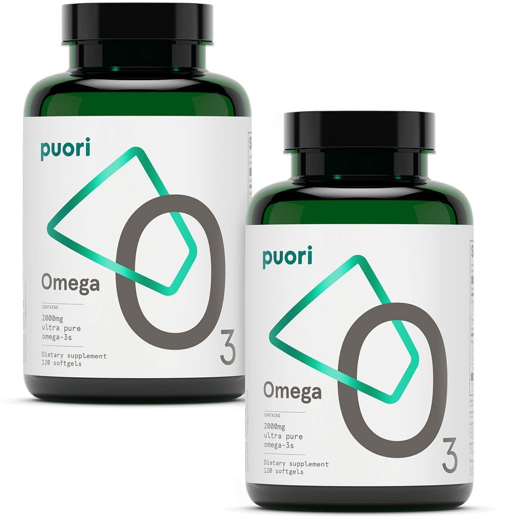 Puori Omega 3 Fish Oil Συμπλήρωμα - Ultra Pure & Burpless Wild Capt Fish Oil με 2000mg Ωμέγα 3 Λιπαρά Οξέα, 1250mg EPA & 500mg DHA Υποστηρίζει την καρδιά, τον εγκέφαλο και την υγεία των ματιών - IFOS Certified - 240 Softgels
