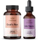 HERBAMAMA Goat's Rue and Milk Thittle Kit - Bundle 1200 mg Goat's Rue Capsles & Milk Thistle Liver Detox Detox Drops 2 fl oz - Vegan, Non-GMO, Sugar & Alcohol-Free - 2 Pack