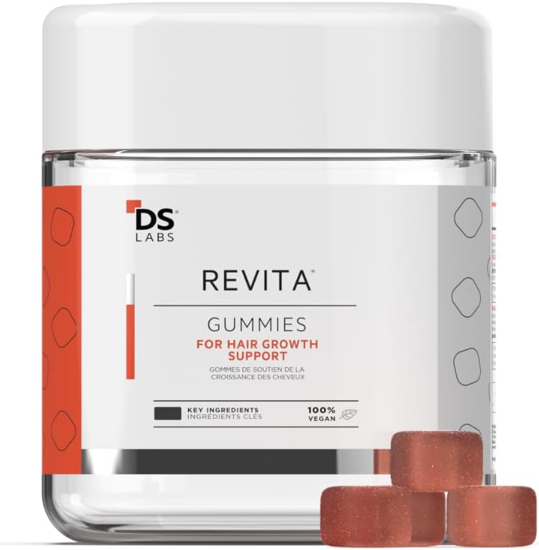 DS Labs Revita Hair Vitamin Gummies - Υποστήριξη για Thicker, Fuller Looking Hair, Με Βιοτίνη, Ψευδάργυρο, Βιταμίνη D, Σιδήρου, Μαγνήσιου & Μελατονίνης, Vegan, Gluten-free, Gelatin-free, 60 Gummies