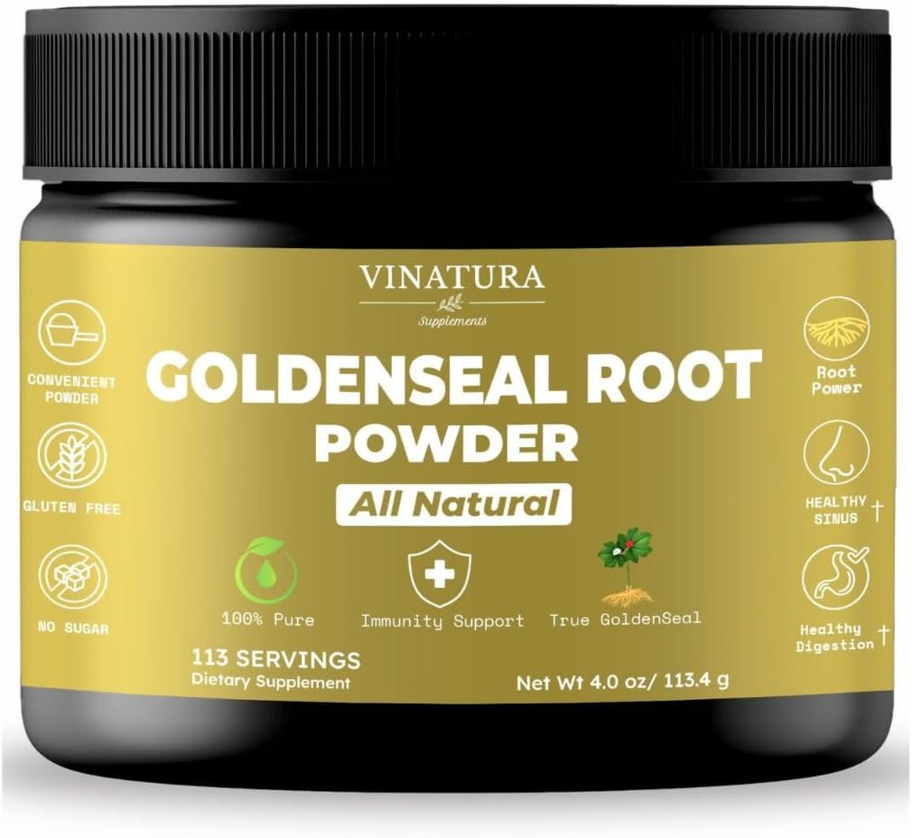 Goldenseal Root Powder - 4 oz, 113 εξυπηρετεί *USA Made & Tested* καθαρό φυσικό Goldenseal Root Powder Συμπλήρωμα
