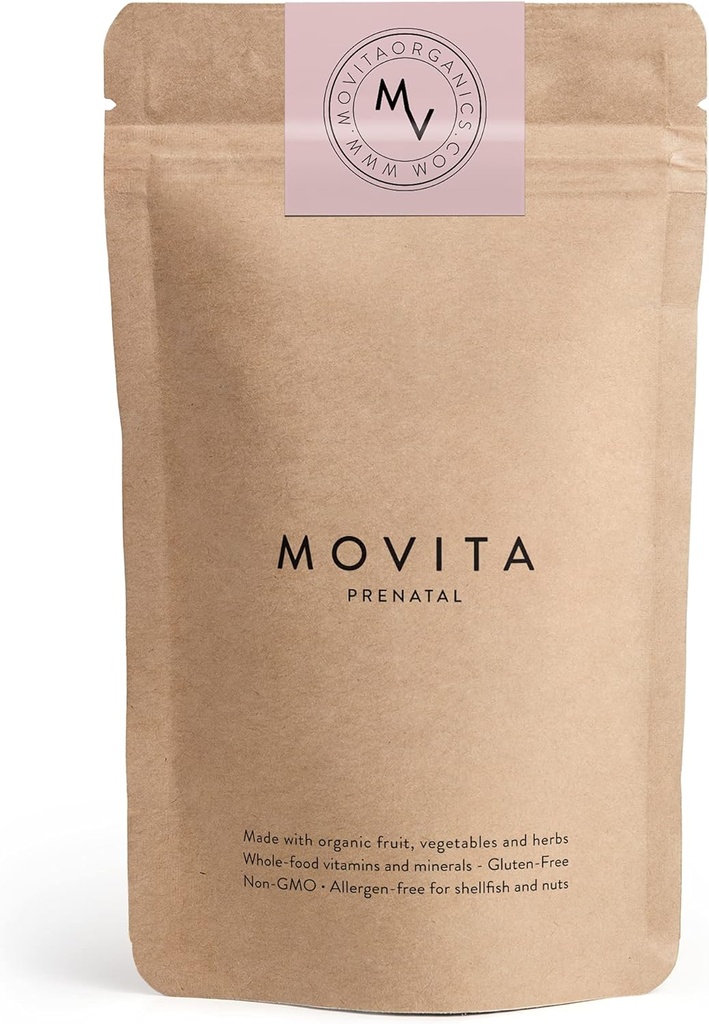 Movita Prenatal Multivitamin – Βιολογικές Ζυμωμένες Ολόκληρες Τροφές για Υγιή Εγκυμοσύνη, Ανάπτυξη του εμβρύου & Μεταγεννητική Υποστήριξη – Vegan, Χωρίς Γλουτένη, Μη ΓΤΟ, 30-Ημερη Προμήθεια (Eco-Friendly Refill Pouch)