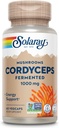 SOLARAY Fermented Cordyceps Mushroom 1000 mg - Υγιεινή Ενεργειακή Υποστήριξη - Ζυμωμένη για Ενισχυμένη Απορρόφηση - Vegan, Μη ΓΤΟ, Εργαστήριο Επαληθευμένο - 30 Μερίδες, 60 VegCaps
