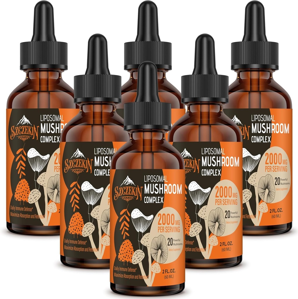 Λιποσωμικό Mushroom Complex Drops 2000 MG - 20 Βιολογικά Mushroom Extracts - Προηγμένη Υγρή Φόρμουλα για Ανοσία, Γνωστική και Μνήμη - Lions Mane Supplement, Reishi, Cordyceps, Chaga, 180 Services