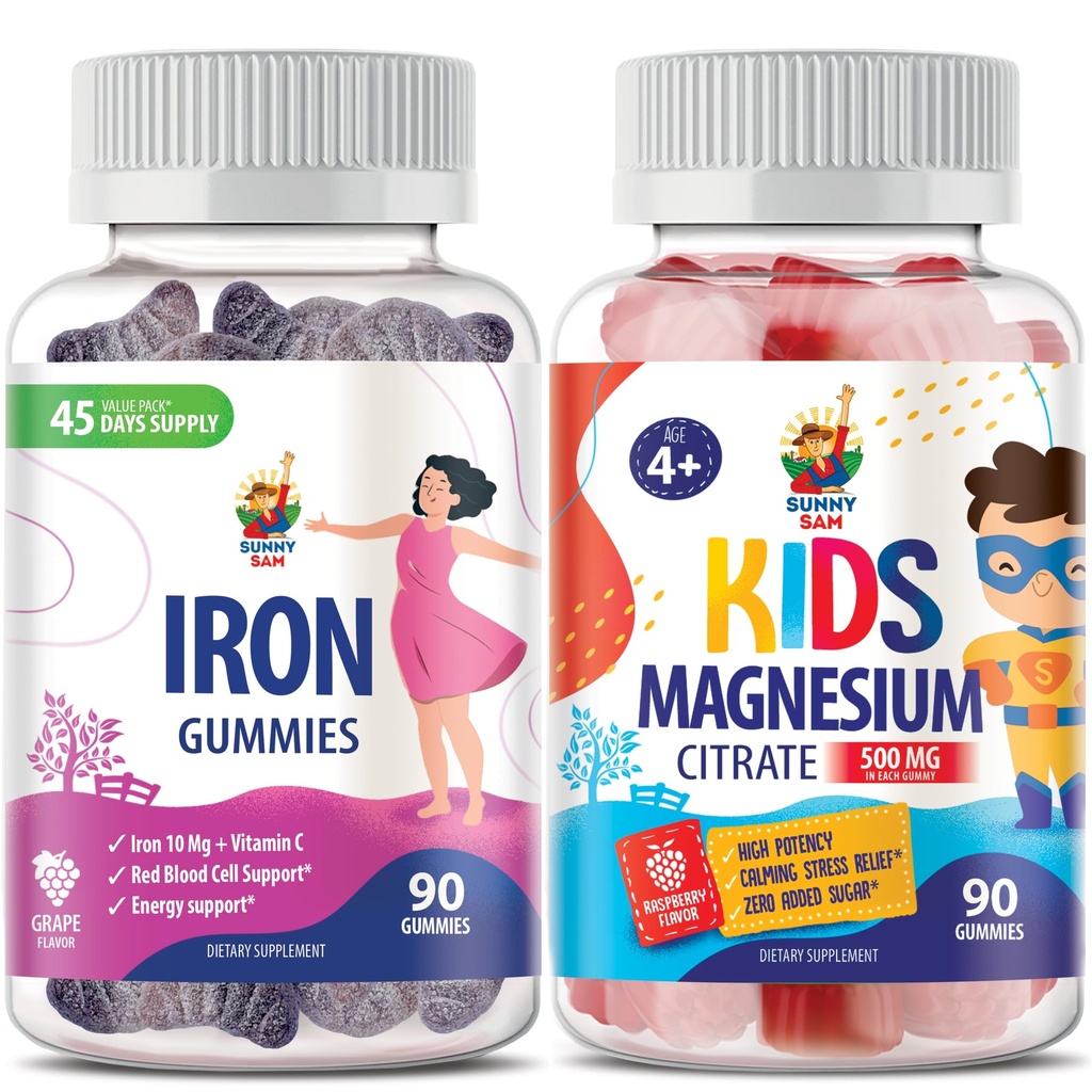 Magnesium Gummies for Kids 500mg & Iron Gummies for Adults - Βιταμίνες σιδήρου με βιταμίνη C