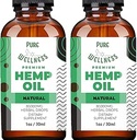 Pure Wellness Hemp Seed Oil Drops Peppermint Flavor for Improved Cognitive Function, Omega 3 6 9 Fatty Acids, Organic, Non-GMO, Vegan (Natural Hemp, 2-Pack)