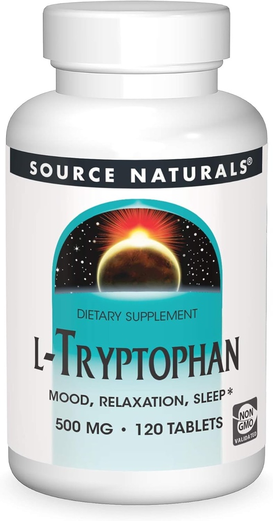 Source Naturals L-Tryptophan, for Mood, Relaxation, and Sleep*, 500mg - 120 Tablets