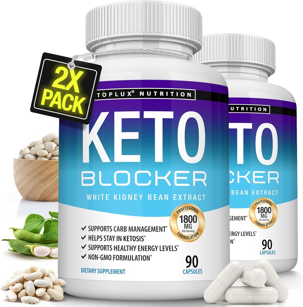 Toplux Keto Blocker Χάπια λευκό εκχύλισμα νεφρών - 1800 mg Φυσική Κέτωση, Υποστήριξη Keto Diet, για άνδρες γυναίκες, 90 κάψουλες, συμπλήρωμα