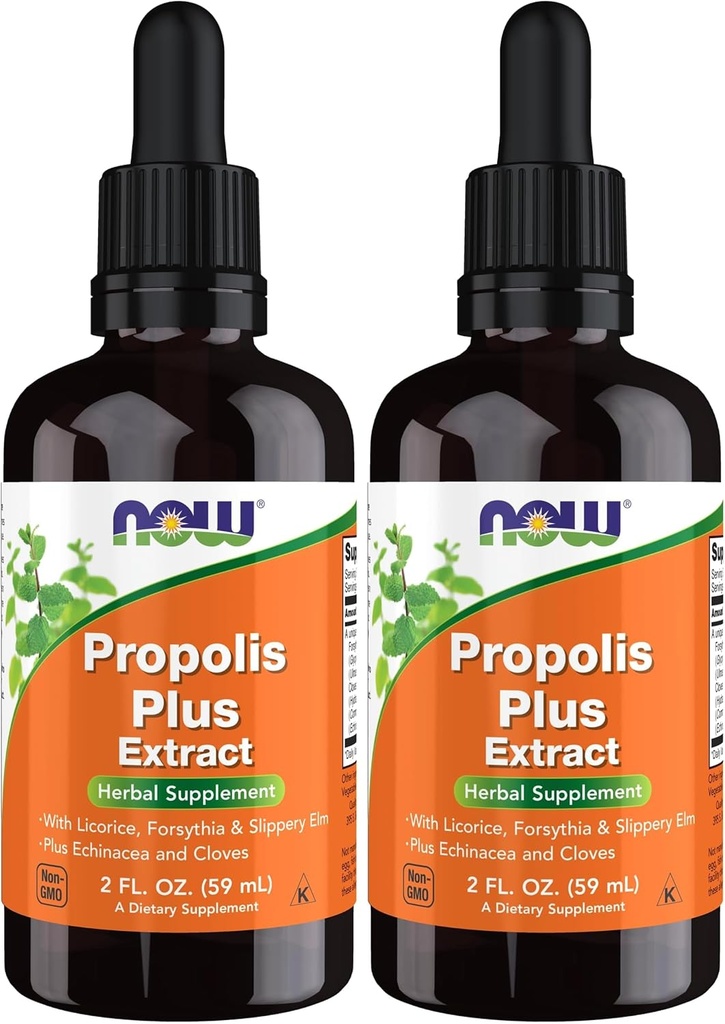 NOW Συμπληρώματα, Propolis Plus εκχύλισμα υγρού με σταγονόμετρο, βοτανικό συμπλήρωμα, 2-Ounce (πακέτο του 2)