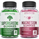 Supergreen & Magnesium Gummies - Μαγνήσιο βοηθά τους μυς Recover, Delicious Supergreens με σπανάκι, μπρόκολο, Beetroot, πράσινο τσάι, και Acai για την υποστήριξη της ασυλίας - 60 Gummies