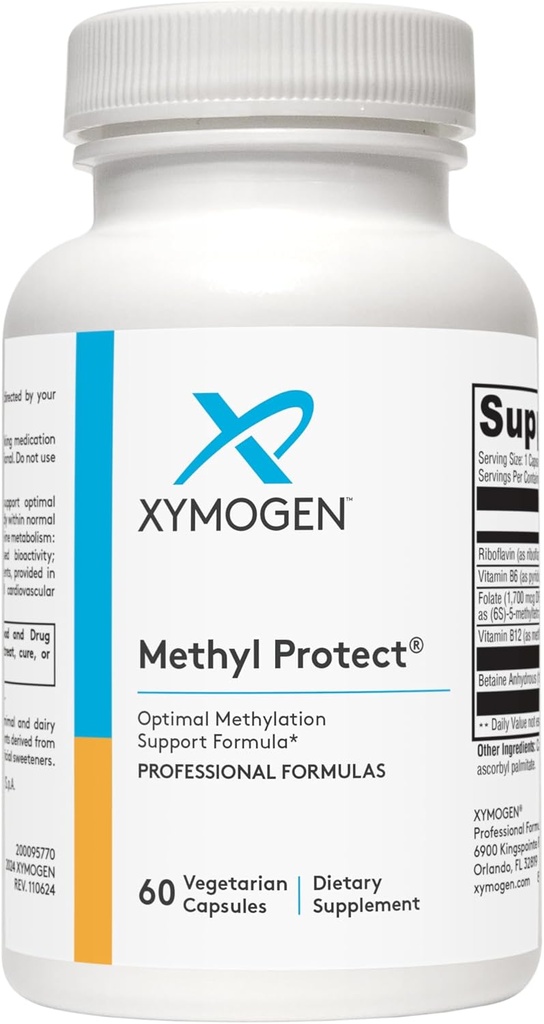 XYMOGEN Methyl Protect - Optimal μεθυλίωση Formula with methyl folate, Βιταμίνη Β12 (Methylcobalamin b12), Ριβοφλαβίνη + B6 Βιταμίνες - Γνωστική, Homocysteine + Συμπληρώματα Υγείας της Καρδιάς (60 Κάψουλες)