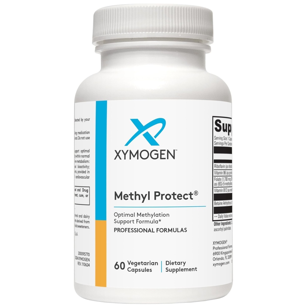 XYMOGEN Methyl Protect - Optimal μεθυλίωση Formula with methyl folate, Βιταμίνη Β12 (Methylcobalamin b12), Ριβοφλαβίνη + B6 Βιταμίνες - Γνωστική, Homocysteine + Συμπληρώματα Υγείας της Καρδιάς (60 Κάψουλες)