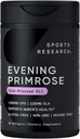 Sports Research Evening Primrose Supplement from Cold Pressed Oil - Softgels for Women’s Health & Skin Health - Gluten Free & Non-GMO GLA - Υψηλή ισχύς 1300mg, 30 Count