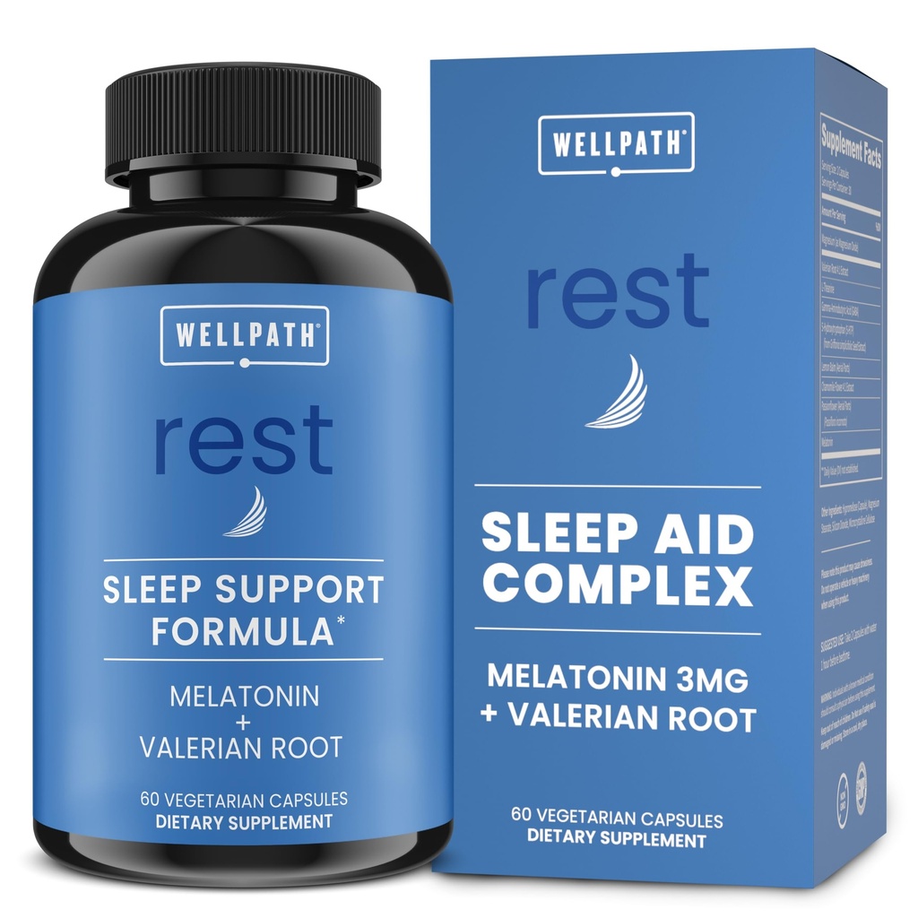 WellPath Rest Valerian Root Sleep Aid for Adults with Melatonin & L-Theanine 