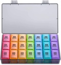 Sukuos Weekly Pill Organizer 3 φορές την ημέρα, μεγάλη περίπτωση 7 ημερών χάπι κουτί, εβδομαδιαία ιατρική Organizers Box Case, φορητό ταξιδιωτικό εμπορευματοκιβώτιο για βιταμίνες Fish Oil συμπληρώματα