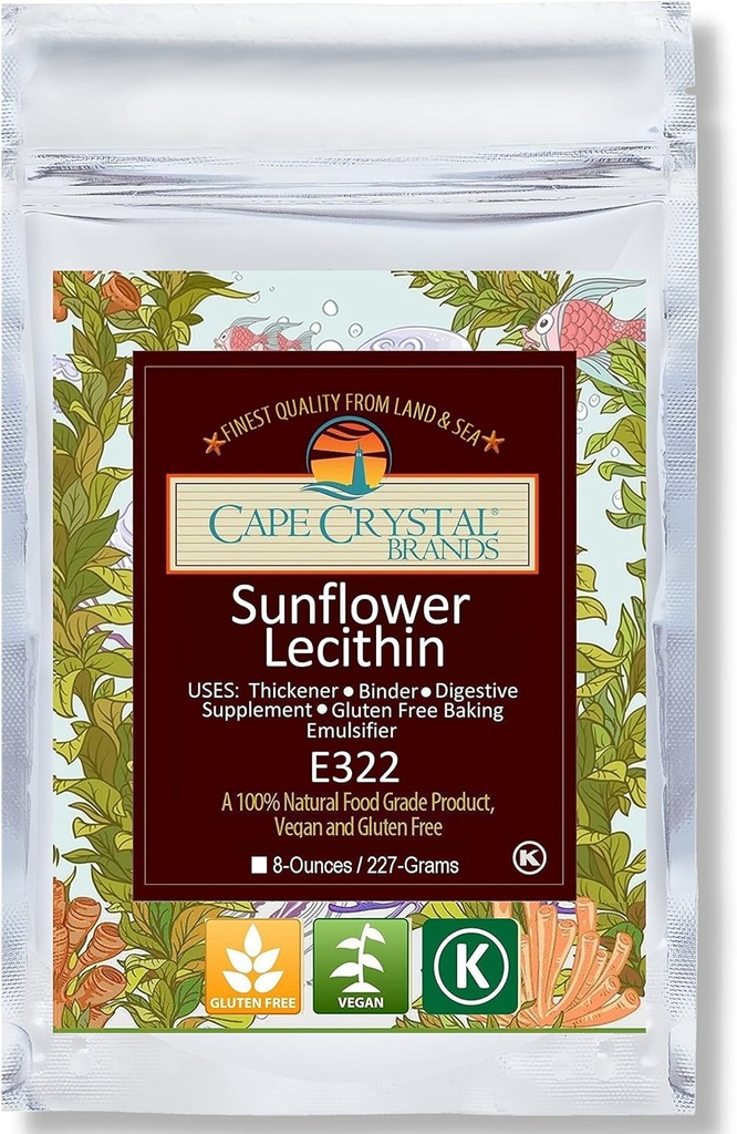 Cape Crystal Sunflower Lecithin Powder, 100% Φυσικό και χωρίς γλουτένη. Είναι το Vegan, μη-GMO Εναλλακτική σε σκόνη λεκιθίνης σόγιας (8-oz.)